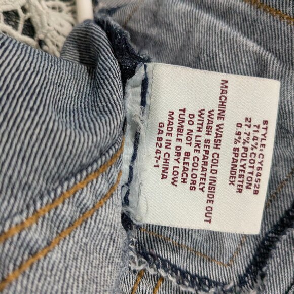 Chiqle Denim Architect Girls Dark Wash Denim Vest White Lace Back Large - Picture 13 of 14